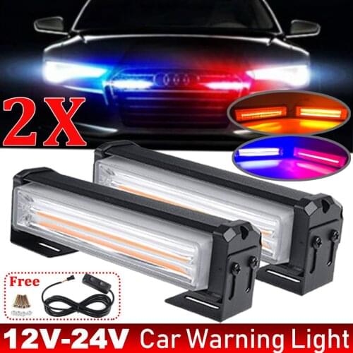 40W Car Front Grille Warning Light 12V-24V LED Light Bar Mini COB Strobe Emergency Lamp for Fire Police Jeep Truck Trailer Bus