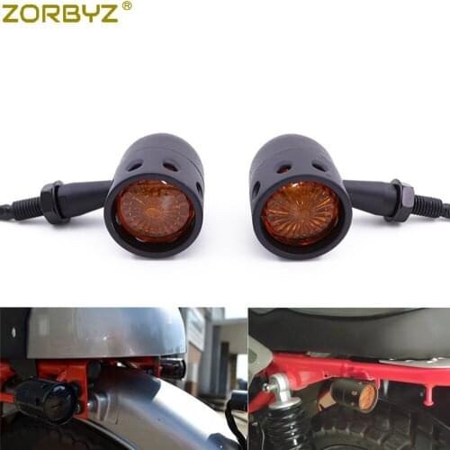 ZORBYZ Black Retro Motorcycle Turn Signals Bullet Blinker Amber Indicator Light For Harley Honda Yamaha Suzuki