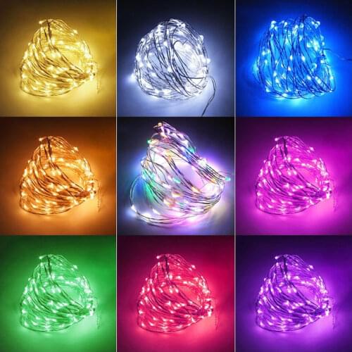 10m/5M LED String Lights Silver Wire Fairy Warm White Garland Home Christmas Wedding Holiday Party Decoration Powered By Battery