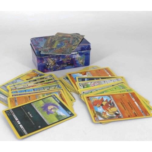 TAKARA TOMY 42pcs Pokemon Cards for Kids Play Card Toy Collections Metal Box VIP Gold Card