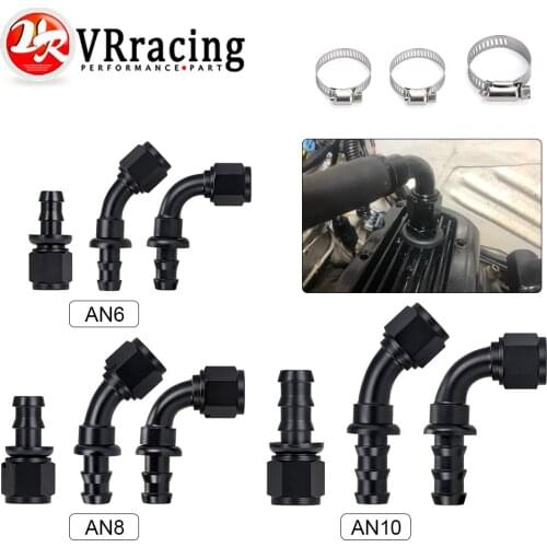 Universal AN6/8/10 Push-on Hose End Fittings Fuel Oil Cooler Hose Fitting 0 45 90 180 Degree Reusable Connection Adapter Set