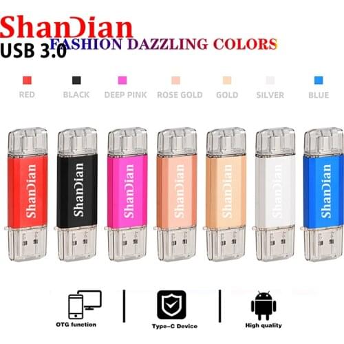 Hotsale SHANDIAN OTG USB Flash Drive Type C Pen Drive 128GB 64GB 32GB 16GB USB Stick 3.0 Pendrive for Type-C Device Custom free
