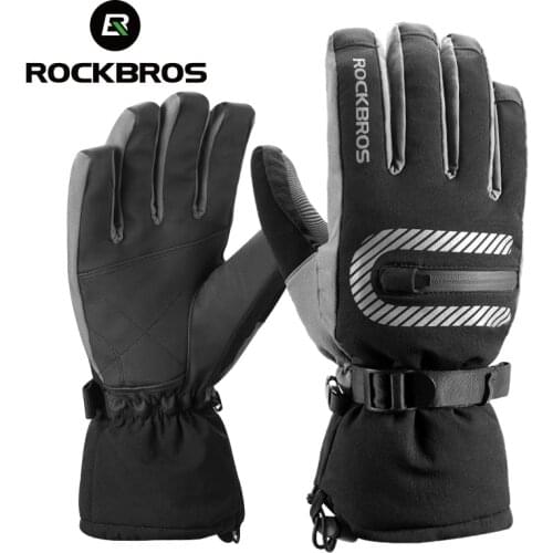 ROCKBORS Ski Gloves Windproof Warm Snowboard Skiing Gloves Fleece Waterproof Heated Gloves Snowmobile Motorcycle Winter Gloves