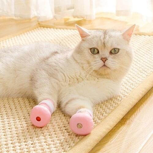 Anti-biting Bath Washing Cat Claw Cover Cut Nails Foot Cover Pet Paw Protector for Anti-Scratch Cat Shoes Boots Adjustable