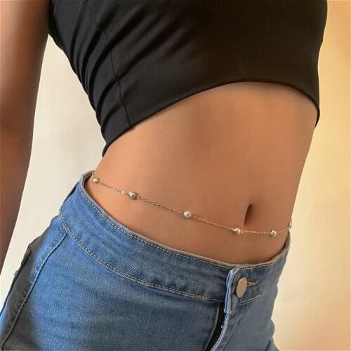 Fashion Sexy Waist Chain Bikini Beaded Simulated Pearl Body Jewelry For Women Belly Chain Belt Creative Gift