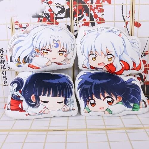 1pcs Anime Inuyasha Cartoon Two-sided Printed Plush Doll Stuffed Toy Cosplay Prop Decor Throw Pillow Cushion for Boy Girl Gift