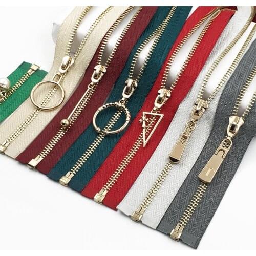 5# metal zipper for sewing diy clothing coat down jacket vest zipper 60cm 70cm 80cm 90cm 100cm 1piece copper detachable zip