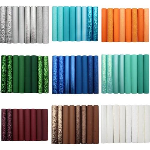 2pcs/Design 8Pcs/Set Solid Color Series Synthetic Leather Set Fabric For Bow-knot Bags Wallet Earring Phone Case DIY,1,1Yc14615