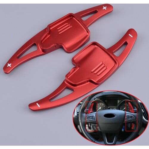 2pcs Red Steering Wheel Shift Paddle Shifter Extension Aluminum Alloy Fit For Ford Ecosport Focus Kuga 2018 2019