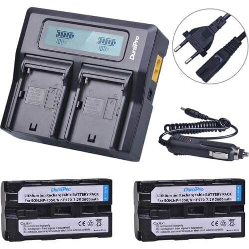 2x NP-F550 NP-F570 NP F550 F570 Rechargeable Li-ion Battery + LCD Quick Charger for Sony CCD-SC55 CCD-TRV81 DCR-TRV210 MVC-FD81