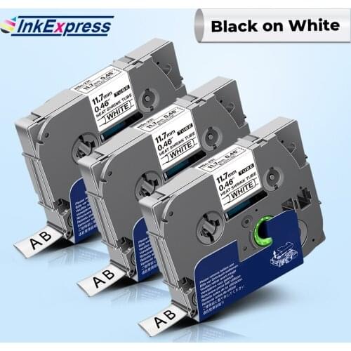 3PK Label Tape For Brother HSe-231 HSe-631 Heat Shink Tubes Labels HSE Tape hse 231 labels For Brother P-touch Label Maker