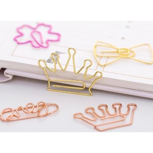 5pcs Cartoon paper clip paper clip special-shaped golden rose gold shape creative bookmark clip metal simple cute powder