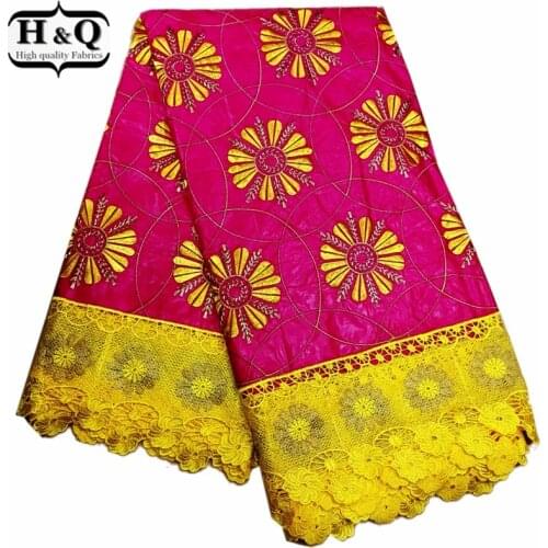 H&Q french bazin riche fabric embroidered 100% cotton african cord lace nigerian guipure laces water soluble fabrics 5 yards/pcs