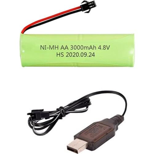 4.8V 3000mah AA NI-MH Battery SM Plug with USB charger For Rc toys Cars Tanks Robots Boats Guns Ni-MH AA 4.8 V Battery Pack