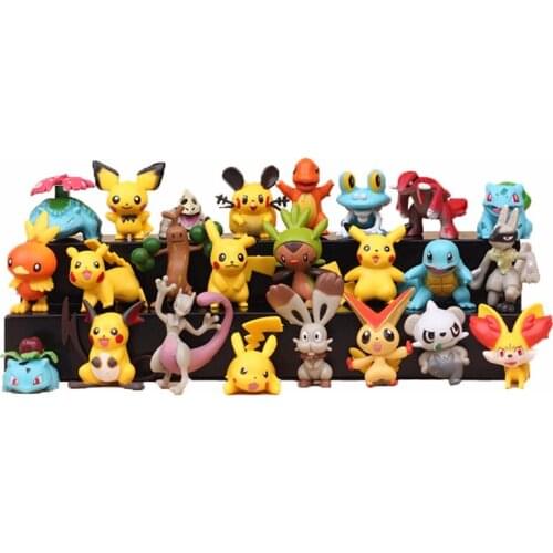 24pcs/set 4-5cm pikachu Anime Toys for Kids Christmas Gifts Cartoon Anime Pokemon Action Figure Toys Model Decoration Toys sets