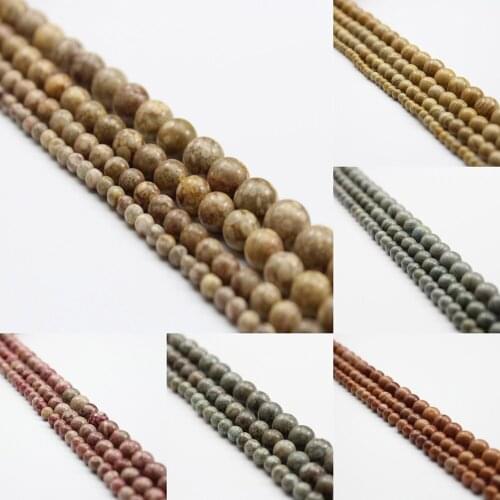15“ 4 6 8 10mm Natural Stone Beads Grain Round Full Strand Healing Gem Semi Precious Loose Beads For Jewelry Making DIY Bracelet