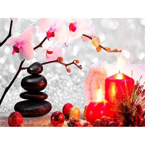 Flower Orchid Printed Canvas 11CT Cross-Stitch DIY Embroidery Set DMC Threads Handmade Handicraft Handiwork Needlework Needle