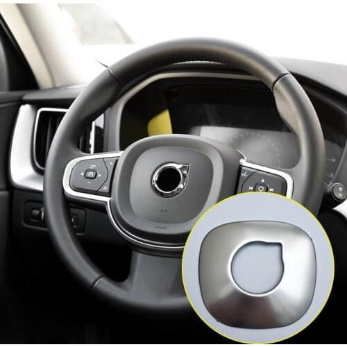 For VOLVO S90 V90 2017 2018 2019 Stainless Steel Matte Interior Steering Wheel Center Decoration Cover Trim 1pcs Car Styling