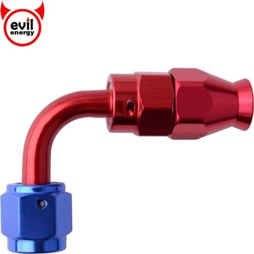 Evil energy AN4 Swivel Seal Hose End 90degree Reusable Swivel PTFE Hose End Fuel Fittings Adaptor Red And Blue