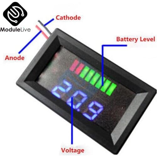 12V Blue LED Lead-acid Battery Indicator Battery Capacity Acid Tester Voltmeter Charge Level Indicator For Arduino