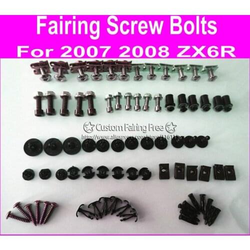 Fairing body parts screw bolts kit for Kawasaki ZX6R 2007 2008 zx6r 07 08 black fairing dag screws coupling bolt set