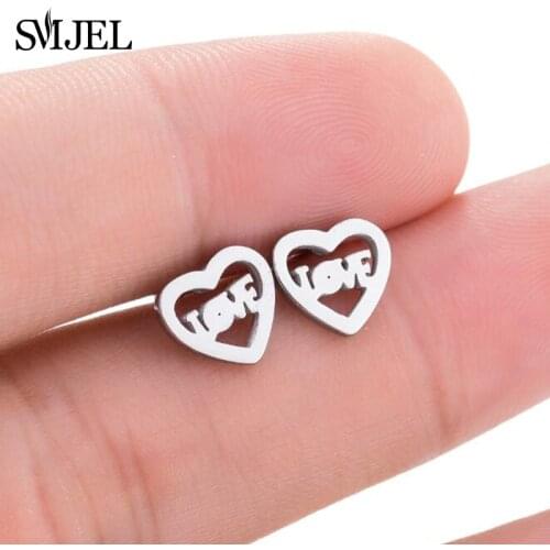 Tiny Fashion Love Letter Heart Stud Earrings for Women Wedding Jewelry Teens Love Shape Earring Female Valentines Day Gifts