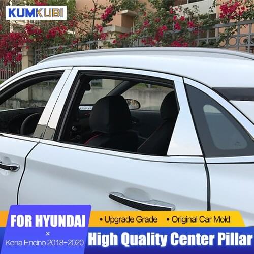 KUMIKUBI For Hyundai Kona Encino Accessories 2018 2019 2020 Stainless Steel Window Trims Center Pillars B + C Pillar Covers 6Pcs