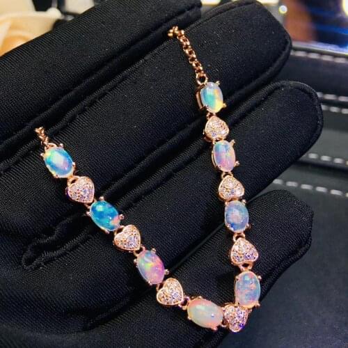 The Best Birthday Gift Opal Bracelet 925 Sterling Silver Natural and Real Opal Bracelet