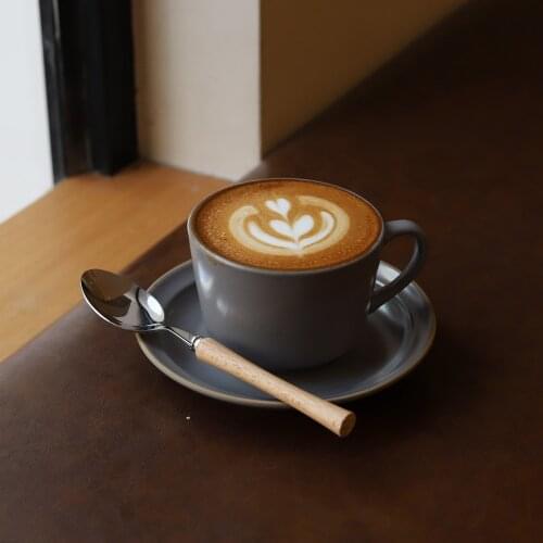 Japanese Style Matte Coffee Cup Simple Solid Color Afternoon Tea Cup and Saucer Ceramic Garland Cup