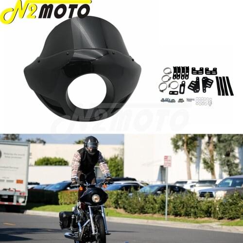 35-49mm 5.75" Head Light Mask Front Cowl Fork Mount Black Headlight Fairing For Harley 883 48 1200 Dyna Sportster XLCH Dirt Bike