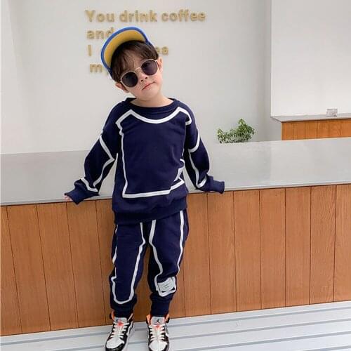 New Childrens Clothes Boy Girls' Long Sleeve Trousers T-Shirt Leisure Suit Comfortable Cotton The Fabric Jumper Two-Piece