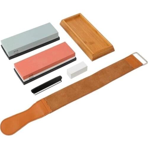 New Whetstone Knife Sharpener Grit 400/1000/3000/6000 Waterstone Flattening Stone with NonSlip Bamboo Base