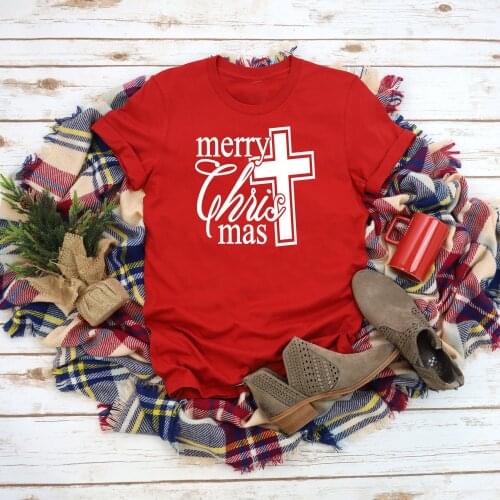 Merry Christ Mas Christian Tee Christian Bible baptism personality religion church unisex cotton casual hipster t shirt top R225