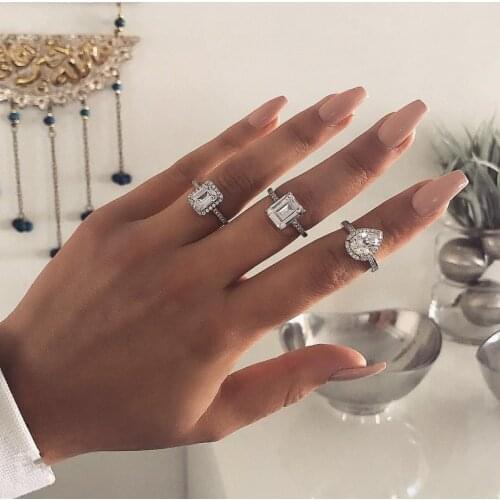 Luxury 925 Sterling silver Promise ring Lab Diamond cz Engagement Wedding Band Rings for women Bridal Jewelry Gift