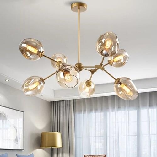 Modern LED Chandelier Lighting for Dining Room Gold/black Light Body Glass Chandelier Bedroom Living Room Interior Home Decor