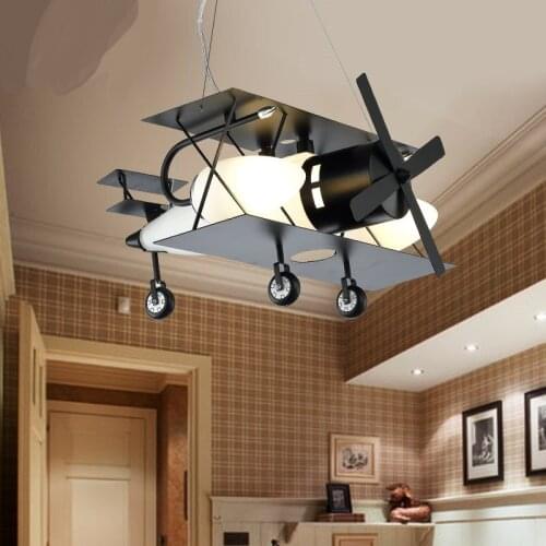 LED lamp boy bedroom Pendant Lights NEW The new American aircraft children room creative cartoon retro pendant lighting ET49