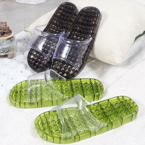 LEOSOXS Home Couple Bathroom Slippers Hollow Leaking Massage Comfort Woman Indoor Soft Slippers Non-Slip Slippers Beach Shoes