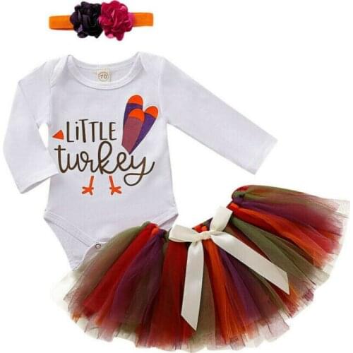 2019 Newborn Kids Baby Girl Thanksgiving Tops Romper Tutu Dress Outfit Clothes