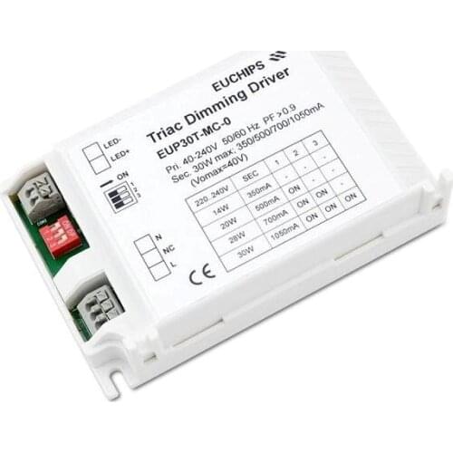 30W 350/500/700/1050mA Constant Current Triac Dimmable Driver EUP30T-MC-0