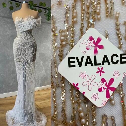 5yards/pc) High quality sequins and tube beads embroidered wedding tulle lace African French net lace for party dress FRX020