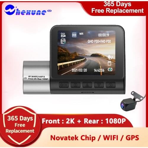 WHEXUNE 2"IPS 4K WIFI Video Recorder Dash Cam GPS Track Car DVR 3840*2160P 30FPS Ultra HDSuper Night Vision NOVATEK 96675 Camera