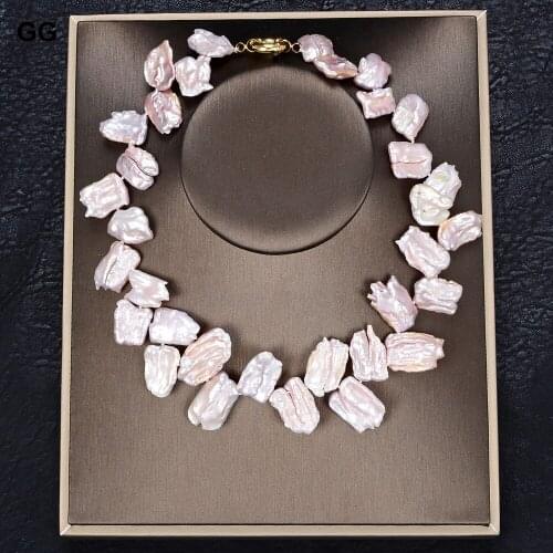 GuaiGuai Jewelry 18'' Natural Baroque Top-Trilled Lavender Purple Biwa Keshi Pearl Necklace For Women