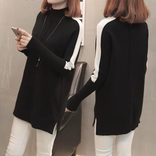 Women Knitted Solid Wild Fashion External Wear Sweater 2020Autumn Winter New Korean Version Mid-length Pullovers Sweaters Female