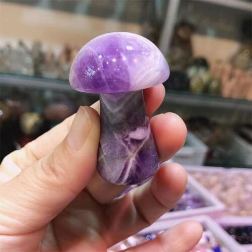 1pcs Natural Quartz dream Amethyst crystal Hand Carved mushroom healing Polished Healing Decoration Natural Quartz Crystal
