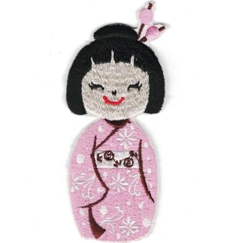 10PCS Japan Cute Girl Kokeshi Doll Vintage Applique or Sewing for Clothes Applique Diy Accessory Suppliers Sticker