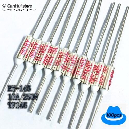 100pcs RY FUSE RY-145 Temperature Fuse RY Tf Heat Protector 145Degrees 10A250V TF 145 C Temperature Switch 145C Insurance Pipe