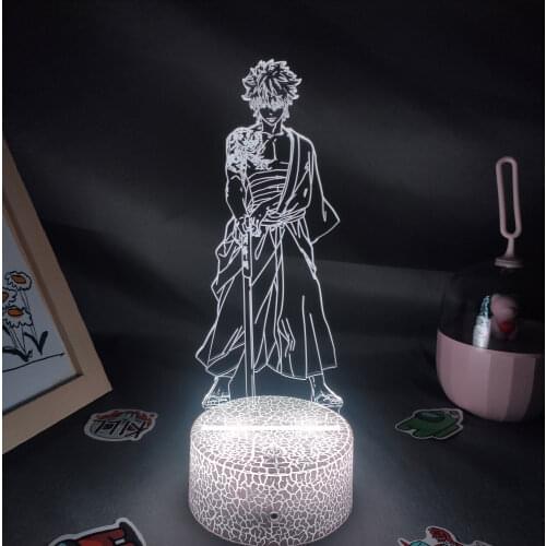 3D Night Light Anime Gintama Manga Figure Sakata Gintoki Siro Yasha Led RGB Neon Battery USB Lava Lamp Table Decoration For Home