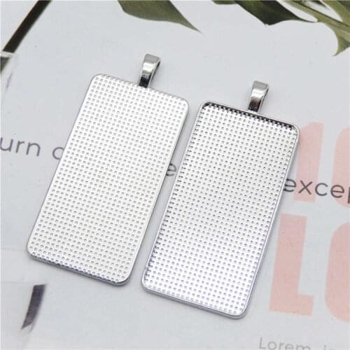 Julie Wang 5PCS Rectangle Tray Charms Cabochon Base Settings Alloy Blank Bezel Jewelry Making Accessory Inner Size 25*50mm