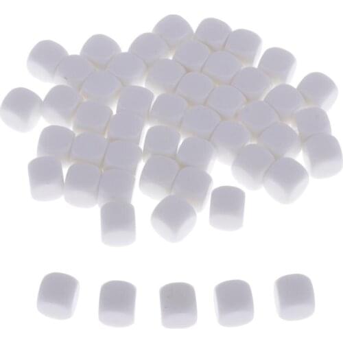 50pcs Round Edge Blank Dices D6 Six Sided RPG Gaming Dice Gift White
