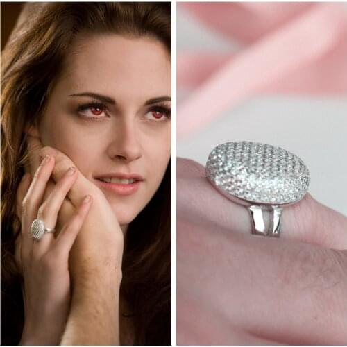 925 Sterling Silver Movie “Twilight” Bellas Wedding Ring Engagement Jewelry Full Drill